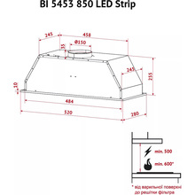 Витяжка PERFELLI BI 5453 WH 850 LED Strip