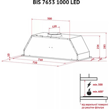 Витяжка PERFELLI BIS 7653 BL 1000 BL