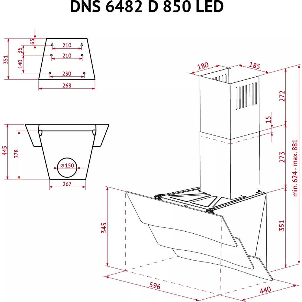 В интернет магазине Вытяжка PERFELLI DNS 6482 D 850 WH LED