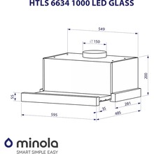 Вытяжка MINOLA HTLS 6634 BLF 1000 LED GLASS