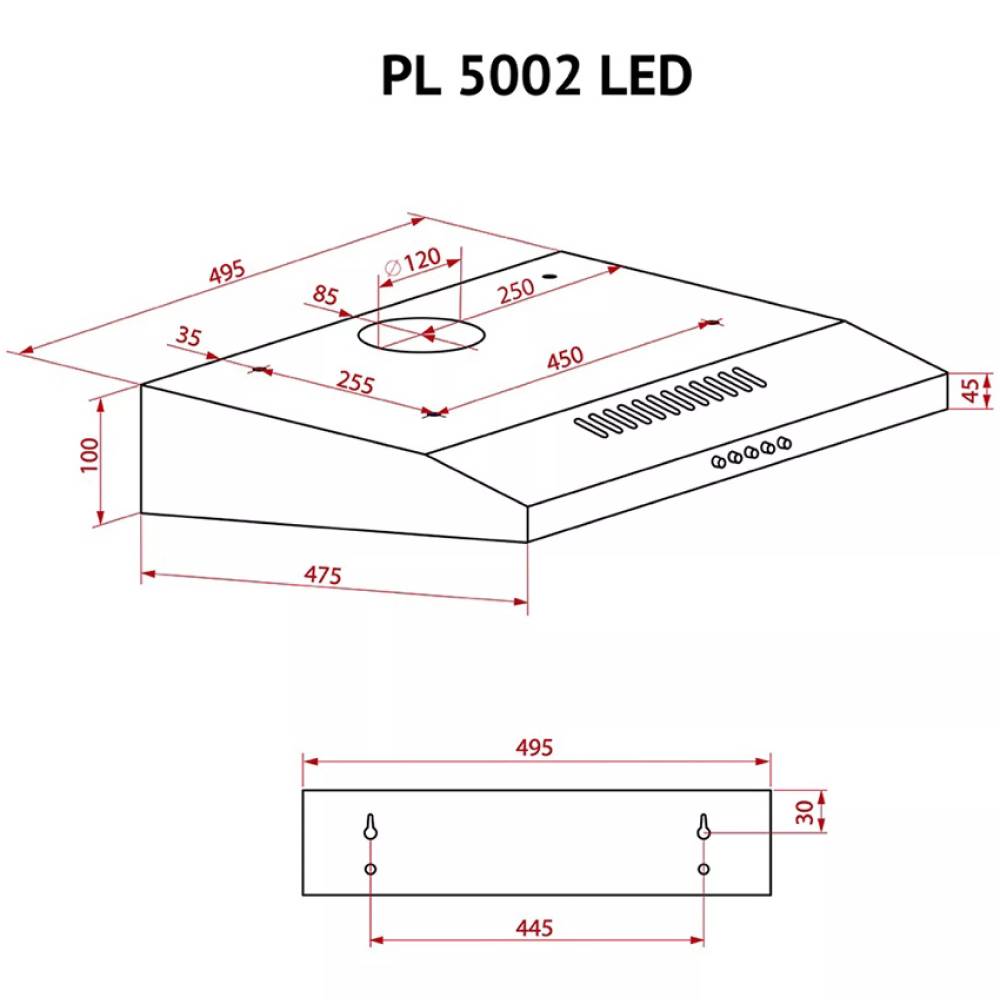 Изображение Витяжка PERFELLI PL 5002 W LED