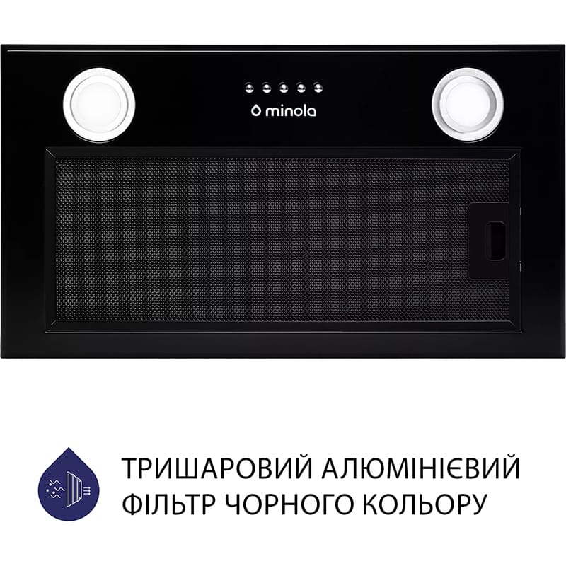 Вытяжка MINOLA HBI 5222 BLF 700 LED Дополнительно Комплектация: Алюминиевый фильтр, гарантийный талон, инструкция, микрофиша, монтажный комплект, обратный клапан, шнур с вилкой, энергокарта