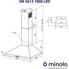 Вытяжка MINOLA HK 5614 I 1000 LED