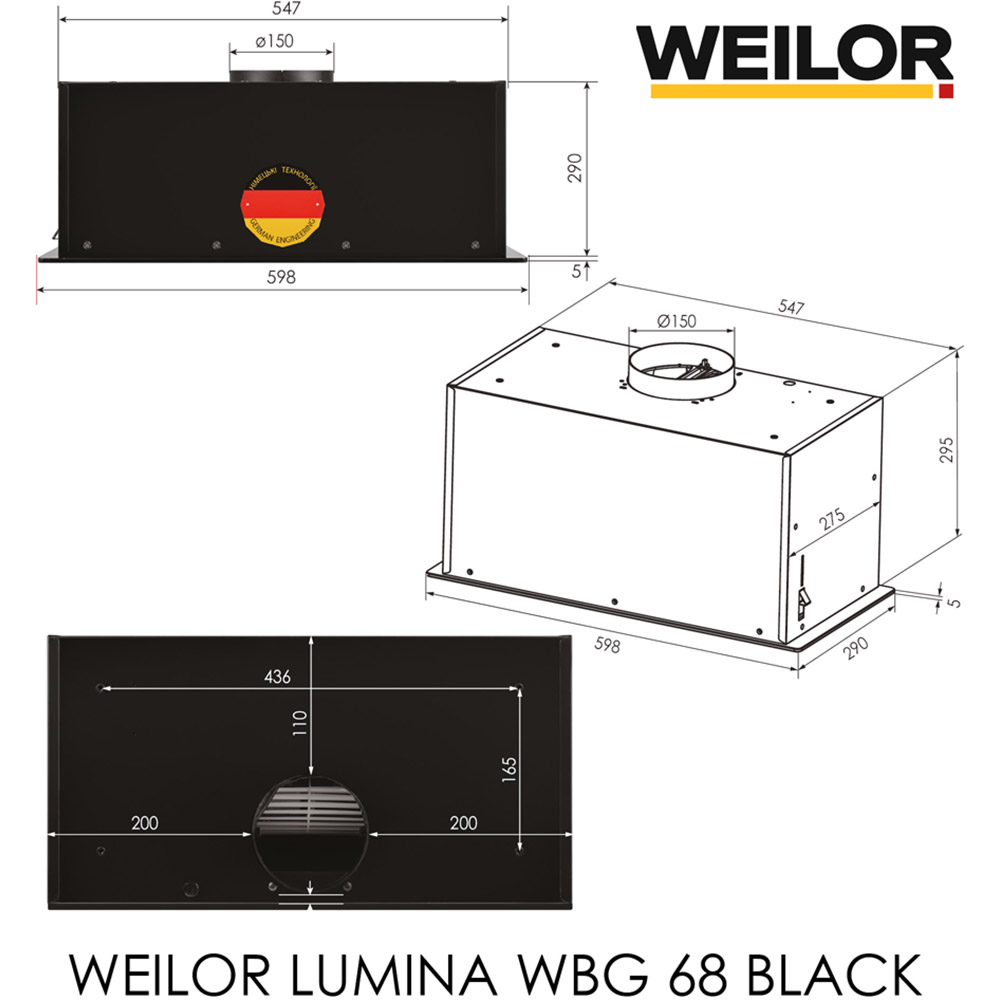 Витяжка WEILOR LUMINA WBG 68 Black — фото 10