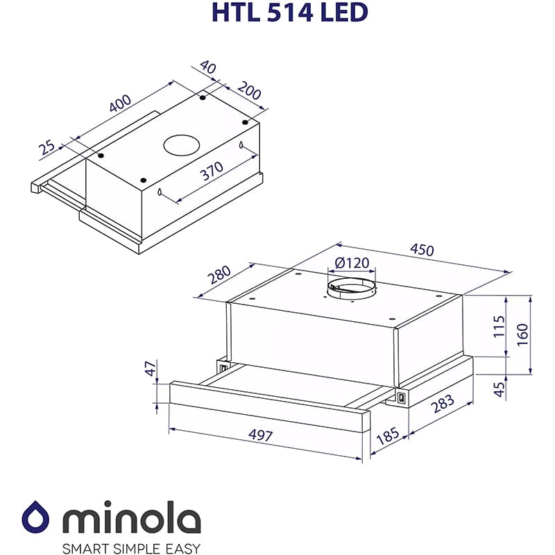 Покупка Вытяжка MINOLA HTL 514 WH LED