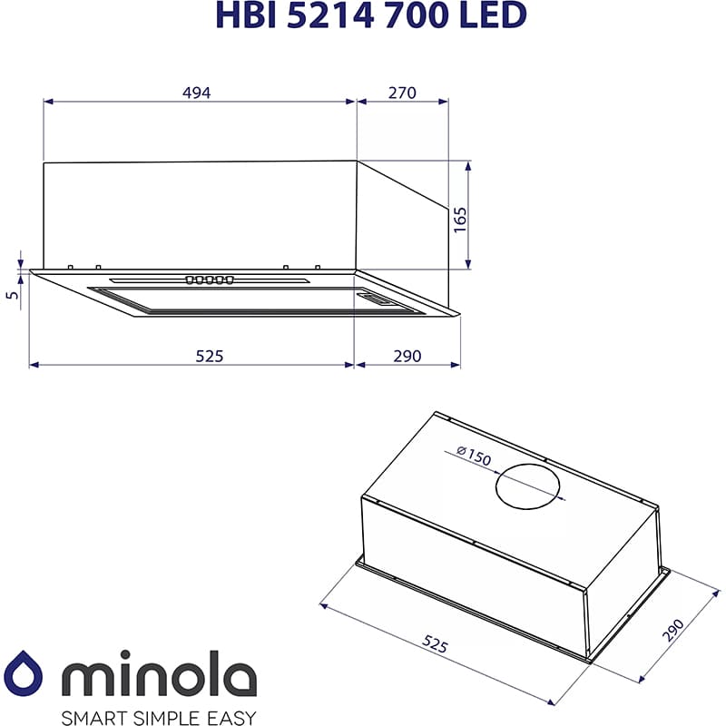Зображення Витяжка MINOLA HBI 5214 WH 700 LED