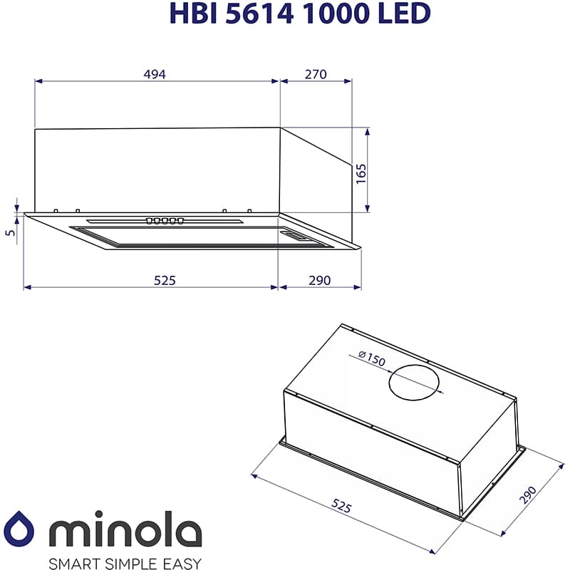 Покупка Вытяжка MINOLA HBI 5614 WH 1000 LED
