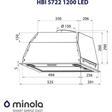 Вытяжка MINOLA HBI 5722 BL 1200 LED
