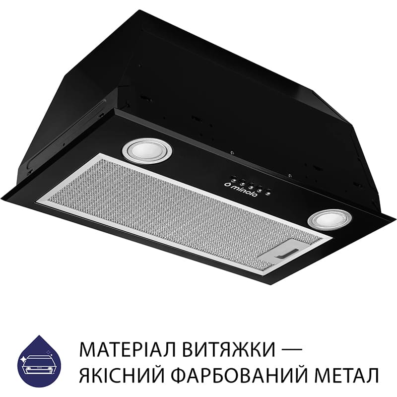 Вытяжка MINOLA HBI 5722 BL 1200 LED Дополнительно Комплектация: Алюминиевый фильтр, гарантийный талон, инструкция, микрофиша, монтажный комплект, обратный клапан, шнур с вилкой, энергокарта