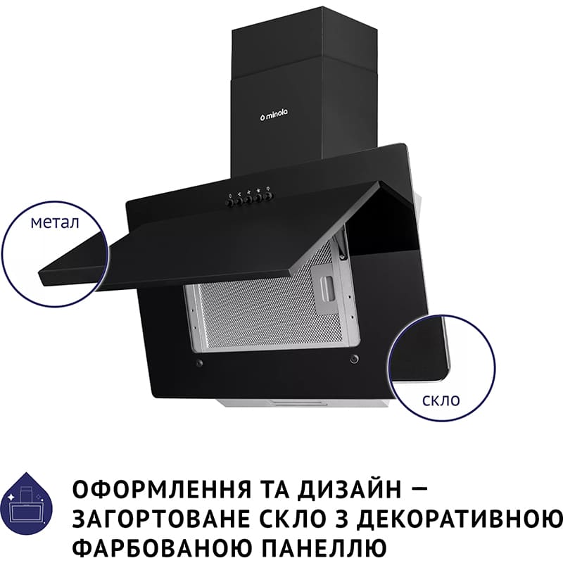 Вытяжка MINOLA HDN 6124 BL LED Диаметр воздуховода 150