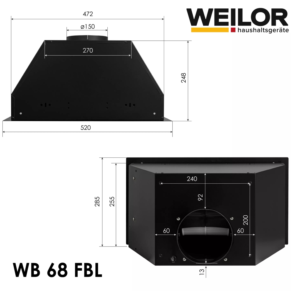 В Україні Витяжка WEILOR WB 68 FBL