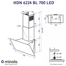 Вытяжка MINOLA HDN 6224 BL 700 LED