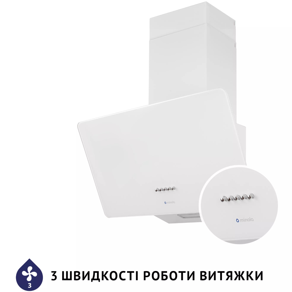 Витяжка MINOLA HDN 6224 WH 700 LED Діаметр повітропровода 150