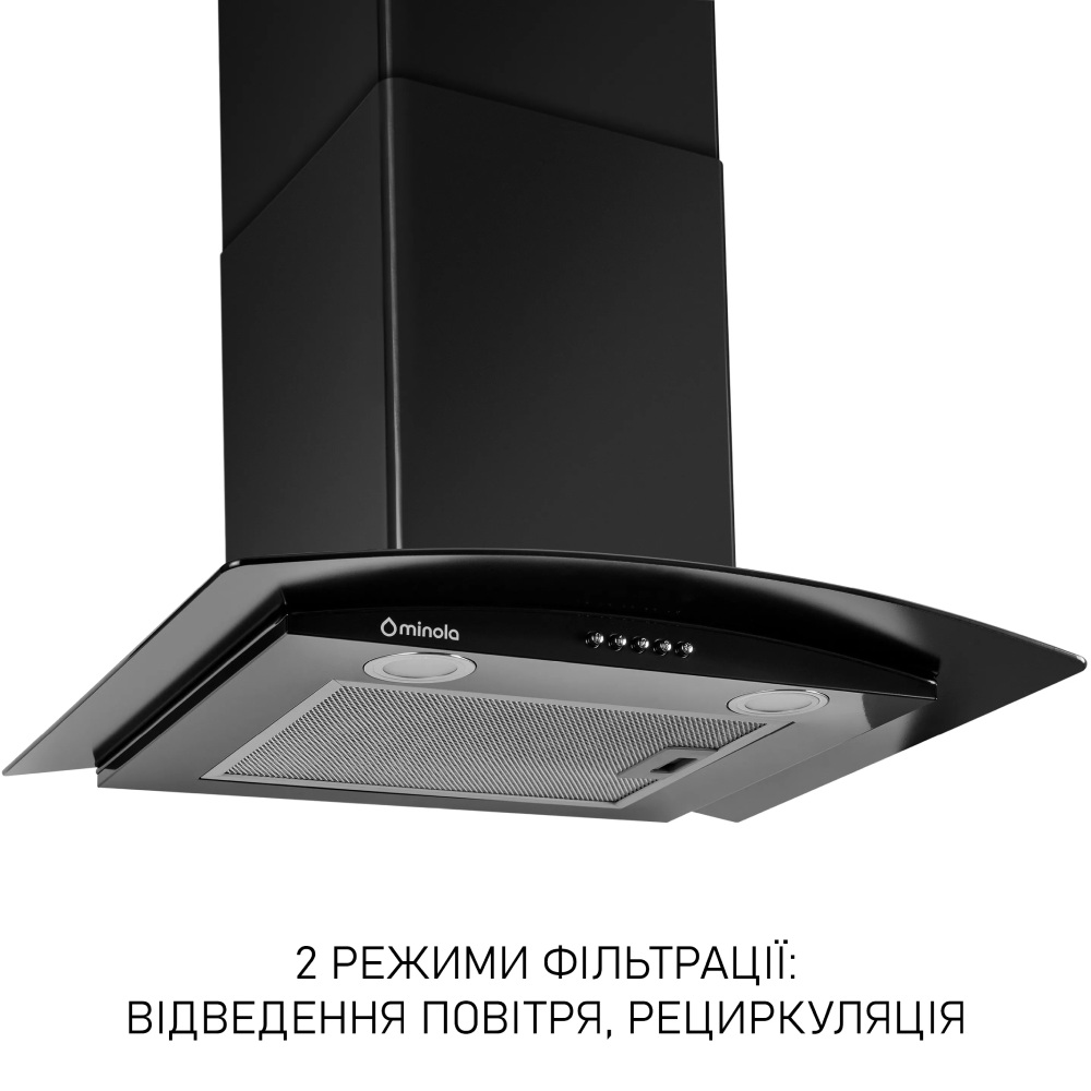 Витяжка MINOLA MTG 6642 BL LED Діаметр повітропровода 150