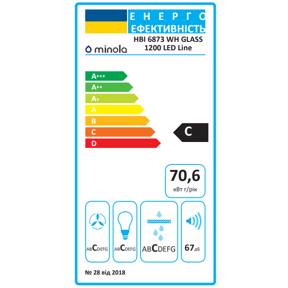 Фото 19 Витяжка MINOLA HBI 6873 WH GLASS 1200 LED Line