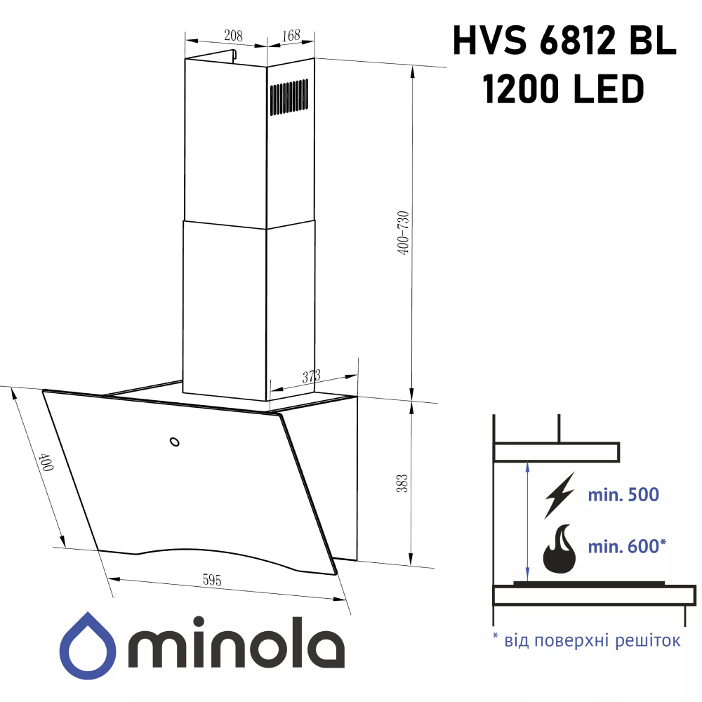 В Фокстрот Вытяжка MINOLA HVS 6812 BL 1200 LED