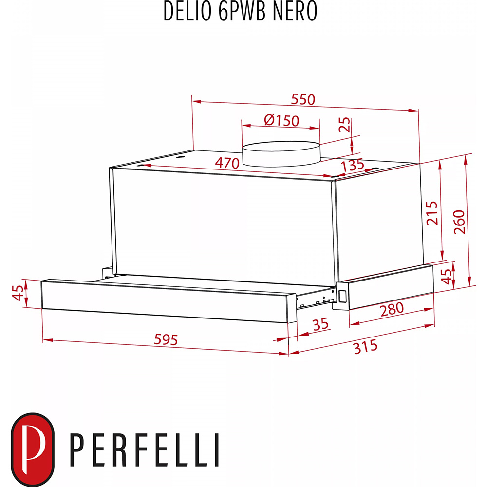 В Украине Вытяжка PERFELLI Delio 6PWB Nero