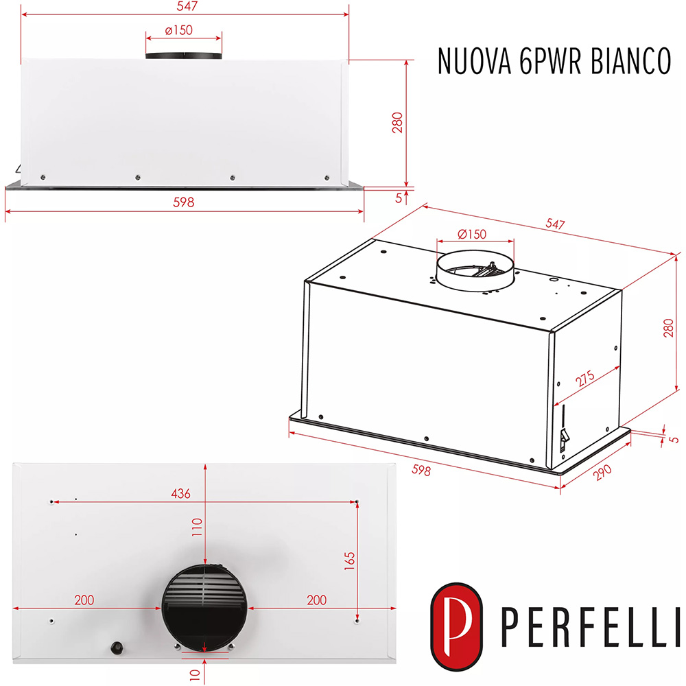 Фото 19 Витяжка PERFELLI Nuova 6PWR Bianco