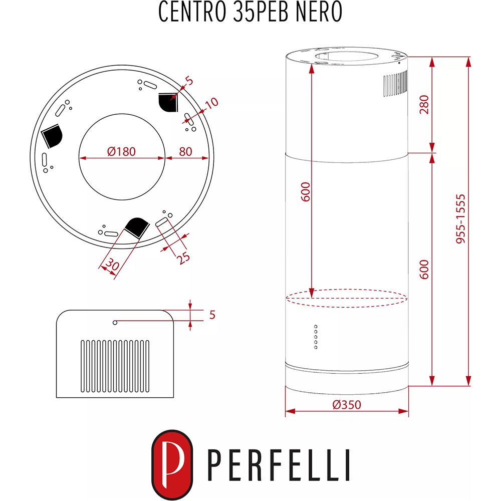 Фото 14 Вытяжка PERFELLI Centro 35PEB Nero