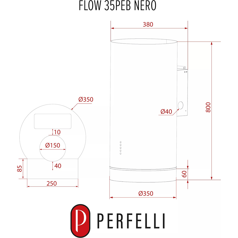 Фото 14 Вытяжка PERFELLI Flow 35PEB Nero