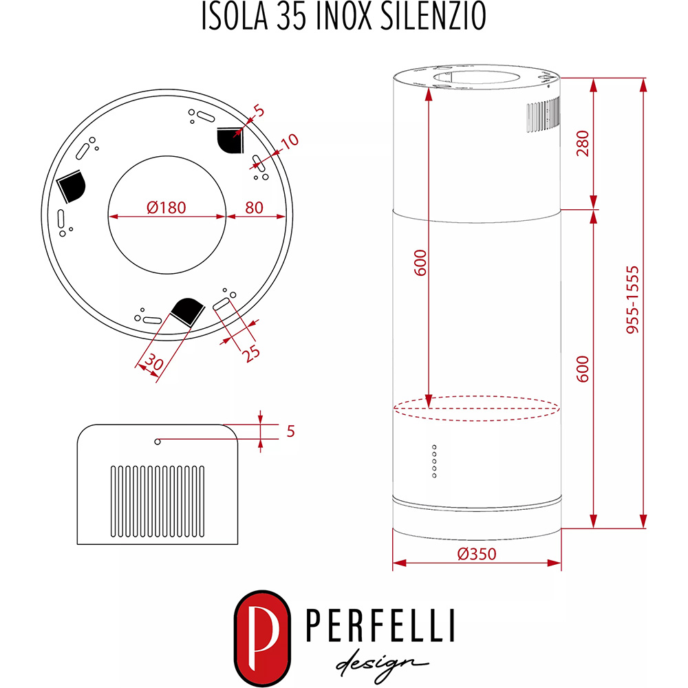 Огляд Витяжка PERFELLI Design Isola 35 Inox Silenzio