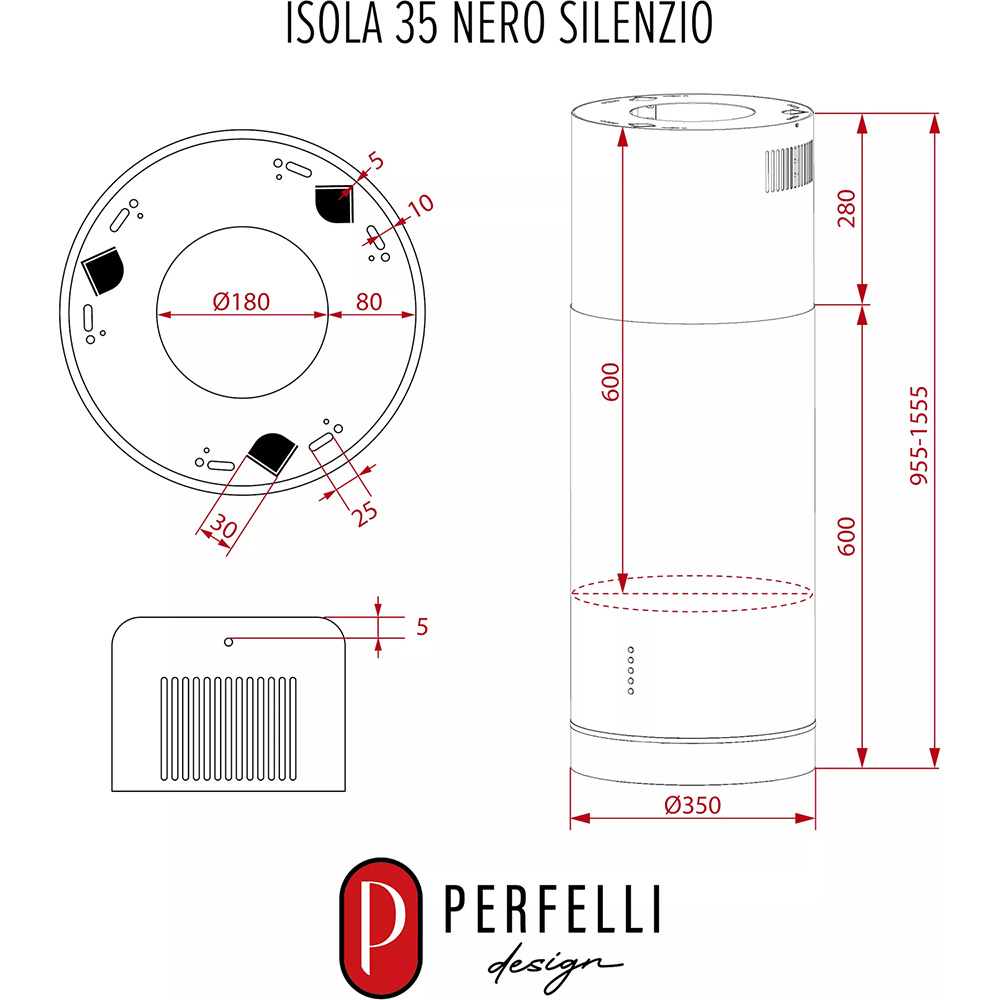 Огляд Витяжка PERFELLI Design Isola 35 Nero Silenzio