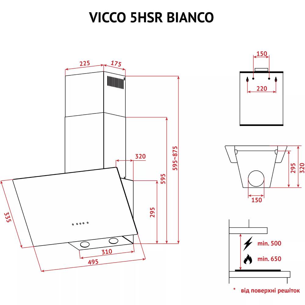 В Украине Витяжка PERFELLI VICCO 5HSR BIANCO