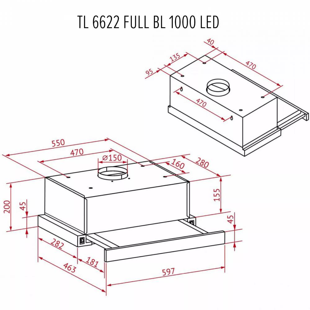 В интернет магазине Вытяжка PERFELLI TL 6622 Full BL 1000 LED