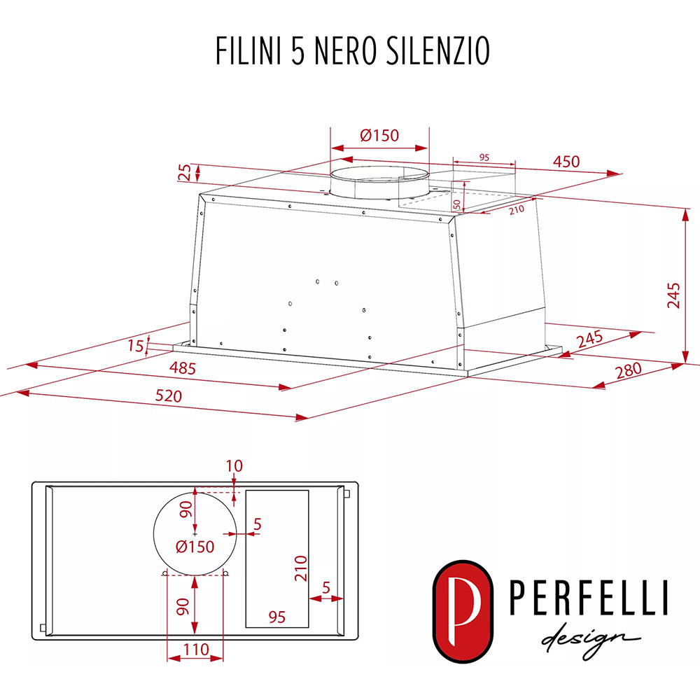 Фото 15 Витяжка PERFELLI Design Filini 5 Nero Silenzio