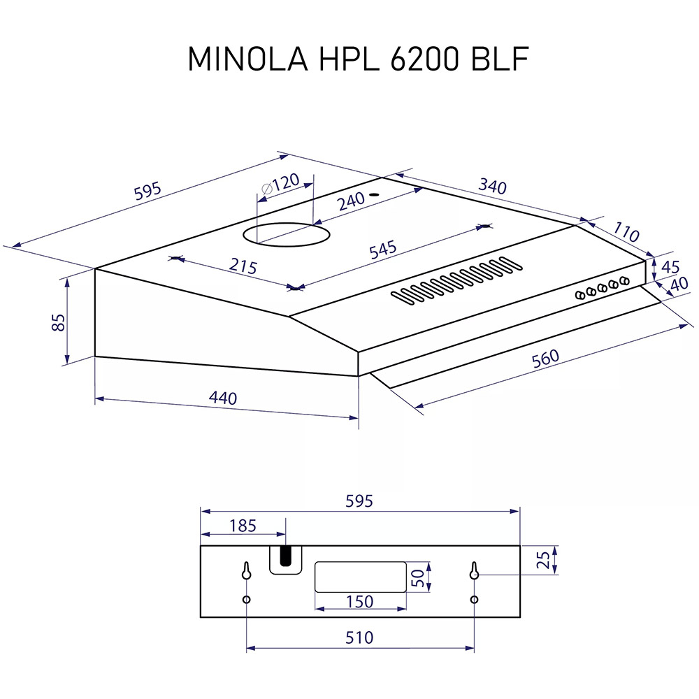Обзор Вытяжка MINOLA HPL 6200 BLF