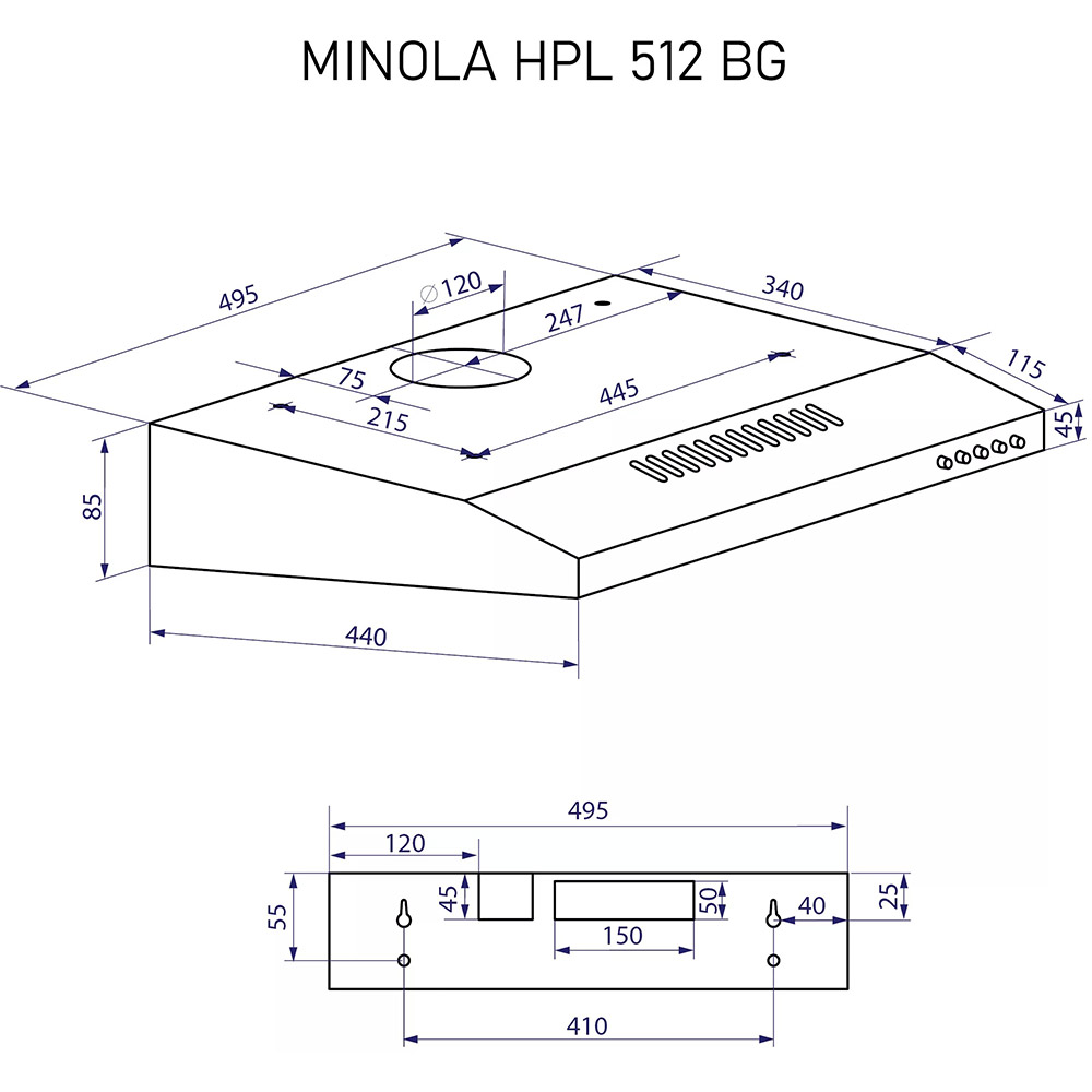 В интернет магазине Airvent/hood MINOLA HPL 512 BG