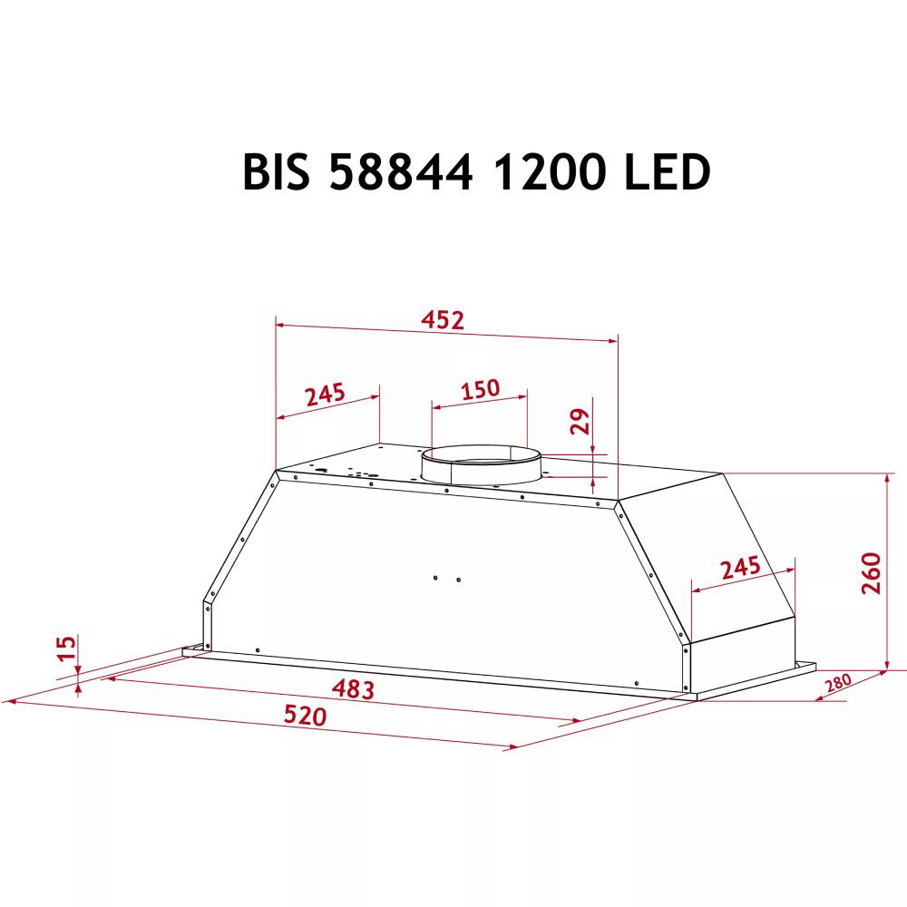 В Украине Вытяжка PERFELLI BIS 58844 BL 1200 LED