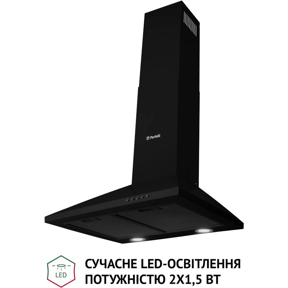 Витяжка PERFELLI K 5210 BL 700 LED Додатково Комплектація: інструкція, гарантійний талон, гофра, енергокарта, зворотний клапан, мікрофіша, монтажний комплект, шнур з вилкою