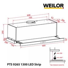 Витяжка WEILOR PTS 9265 BL 1300 LED Strip