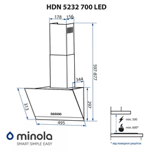 Витяжка MINOLA HDN 5232 BL/INOX 700 LED