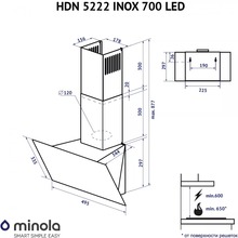 Вытяжка MINOLA HDN 5222 WH/INOX 700 LED