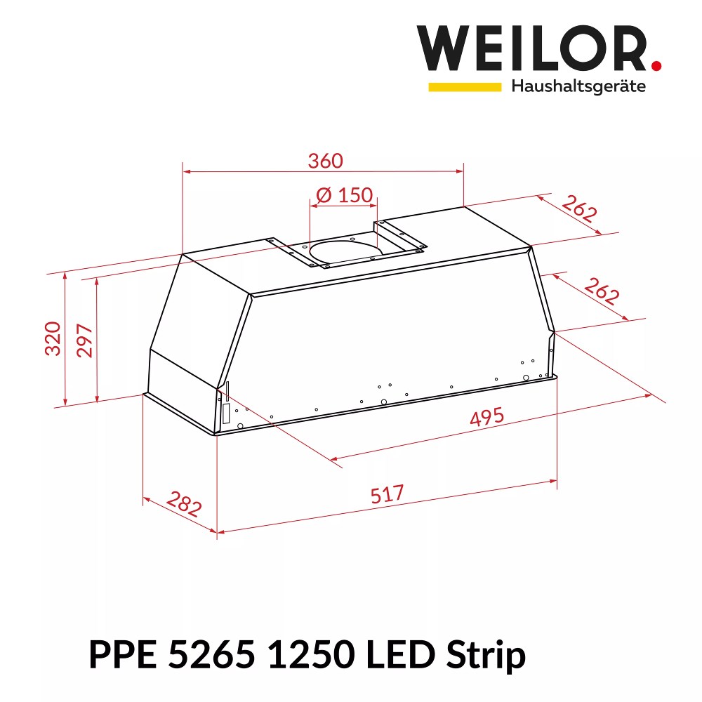 Зображення Витяжка WEILOR PPE 5265 SS 1250 LED Strip
