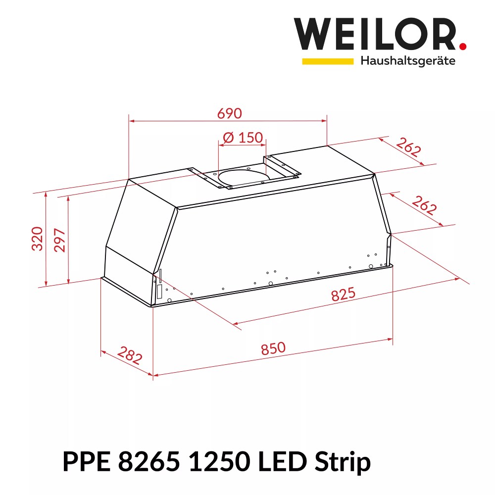 В Украине Вытяжка WEILOR PPE 8265 SS 1250 LED Strip
