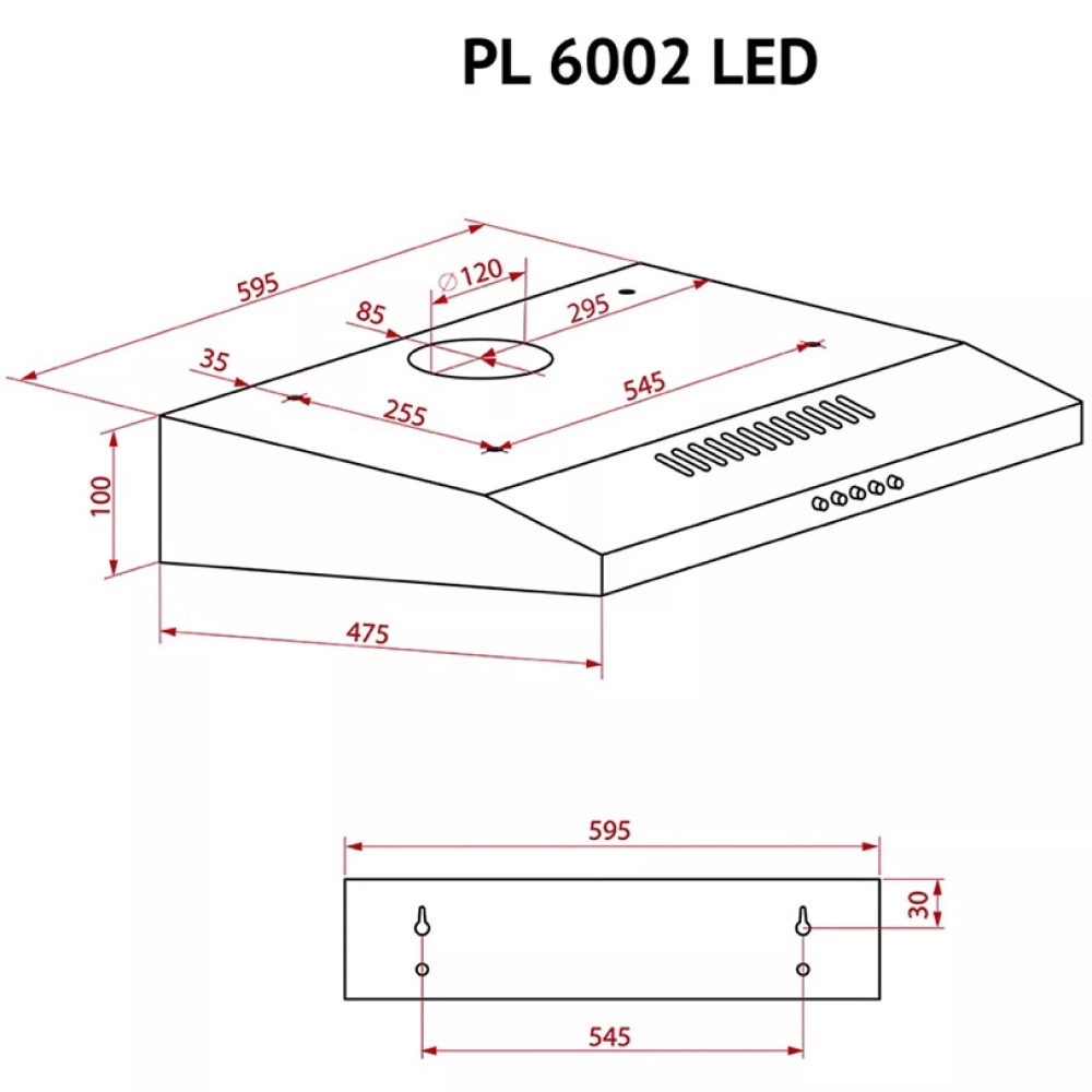 Зображення Витяжка PERFELLI PL 6002 W LED