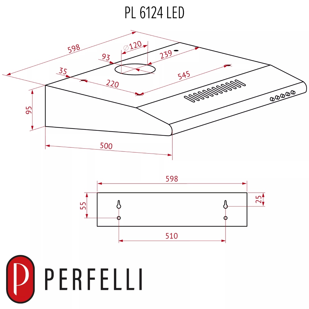 В Украине Вытяжка PERFELLI PL 6124 BR LED