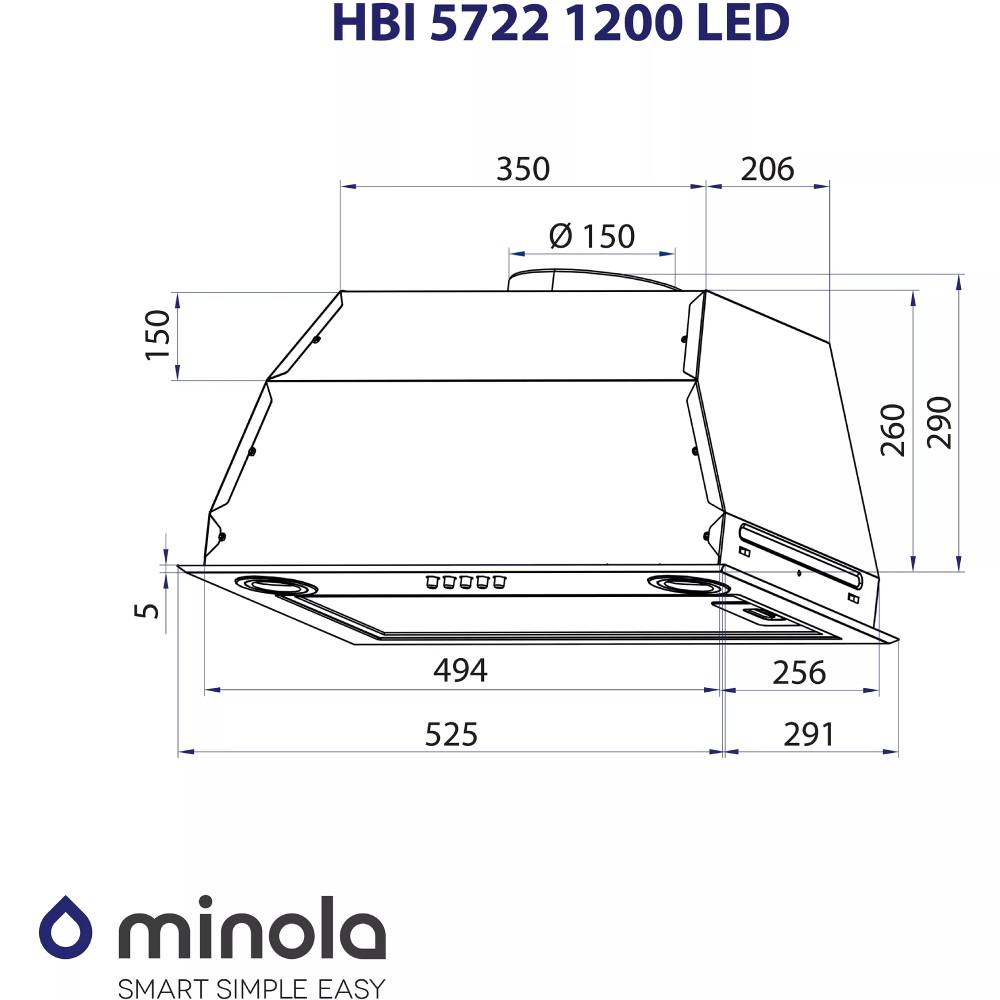 Зображення Витяжка MINOLA HBI 5722 I 1200 LED