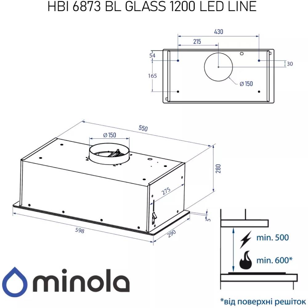Фото 15 Вытяжка MINOLA HBI 6873 BL GLASS 1200 LED Line