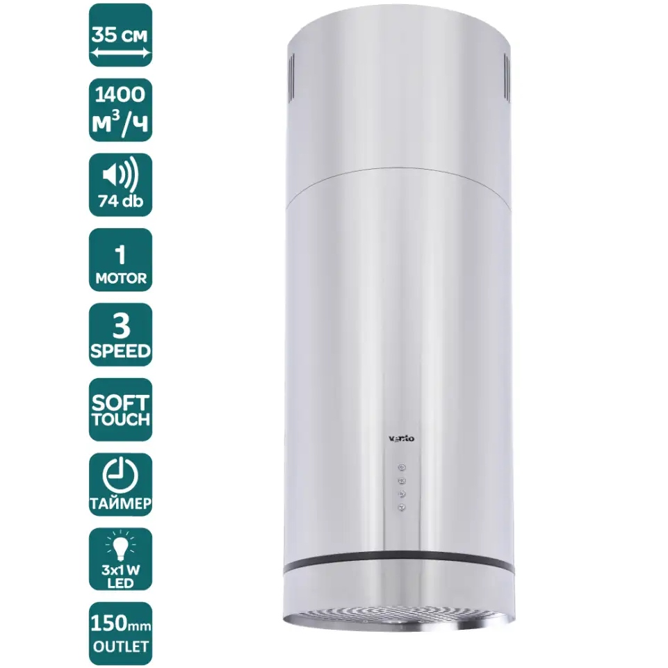 Внешний вид Вытяжка VENTOLUX ISOLA CILINDRO 35 X (1400) ST