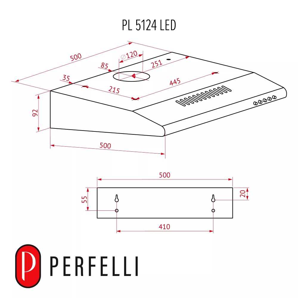 Фото 15 Витяжка PERFELLI PL 5124 BL LED Black (400095)