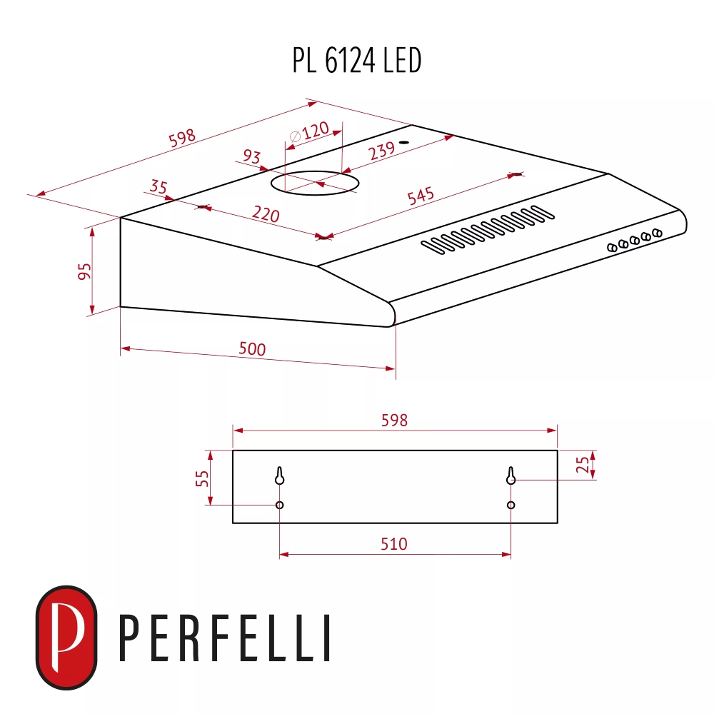 Фото 15 Витяжка PERFELLI PL 6124 BL LED Black (400094)