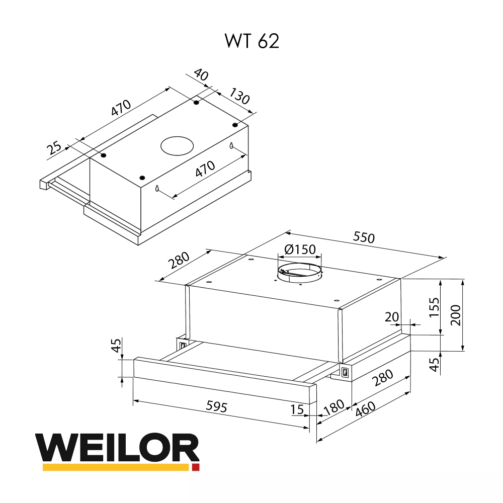 В Фокстрот Вытяжка WEILOR WT 62 BL Black (410216)