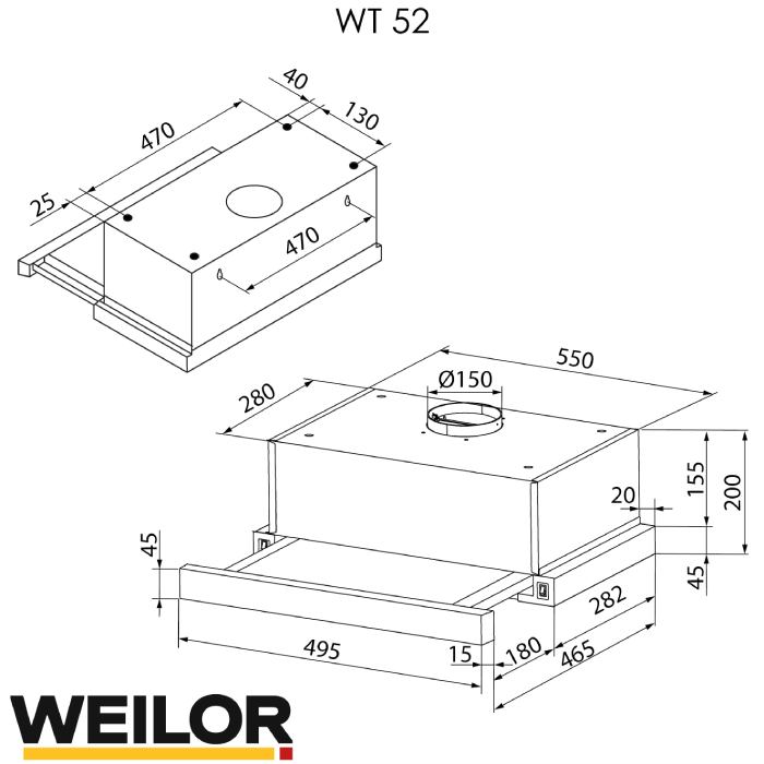 В Фокстрот Вытяжка WEILOR WT 52 WH White (410214)