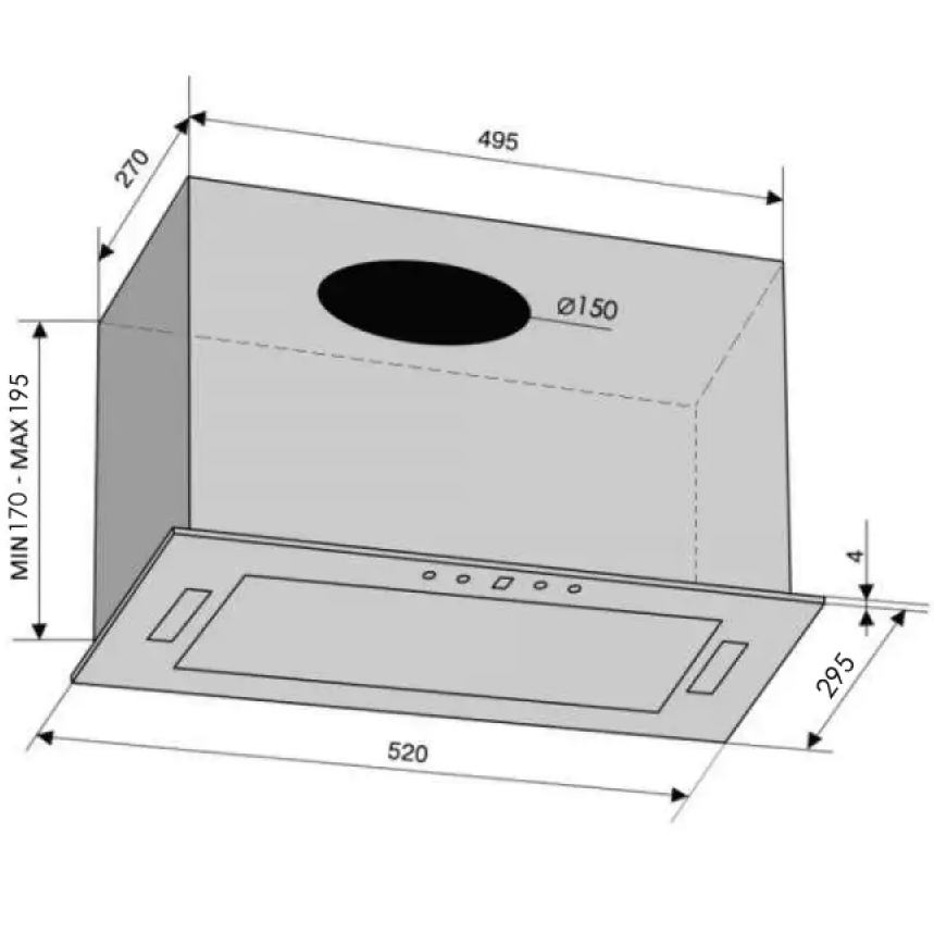Фото Витяжка VENTOLUX PUNTO 52 MBG 700 PB Black (2059765971139)