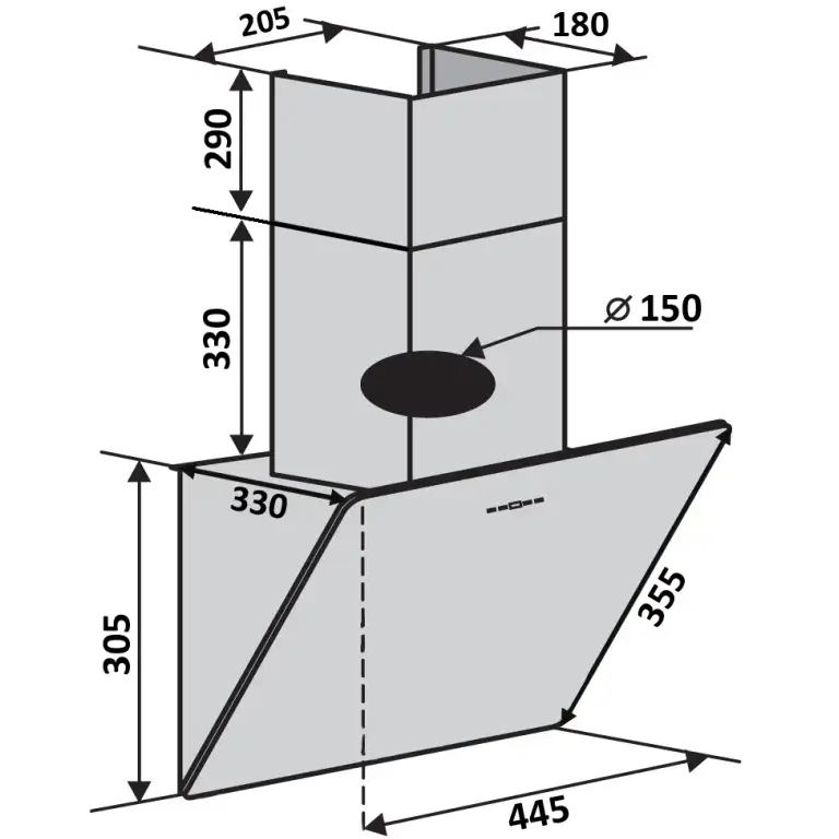 Внешний вид Вытяжка VENTOLUX MIRROR 45 BG 700 PB Black (2059765971153)