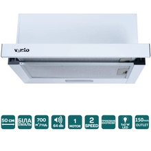 Витяжка VENTOLUX GARDA 50 WH (700) LED 2S